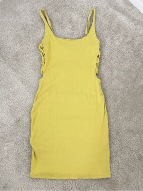 Yellow Side Cutout Bodycon mini Dress